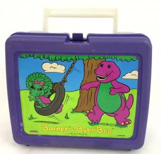 Vintage 1992 Barney The Dinosaur Baby Bop Lunchbox Purple By Thermos - 90s