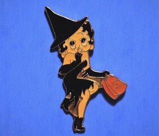 Betty Boop - Halloween - Black Witch - Vintage Lapel Pin - Hat Pin - Pinback