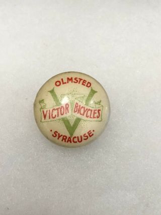 Antique 1890s 1900s Bicycle Stud Button Pin Victor Cycles Olmstead Syracuse Ny