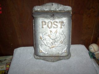 Vintage Mailbox And Post Wall Mount With 2 Openings On Top