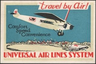 U.  S. ,  1934.  Universal Air Lines System Label