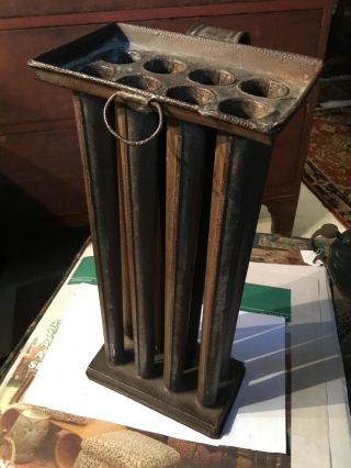 Revolutionary War 18th Early 19th Century 8 Tube Tin Candle Mold