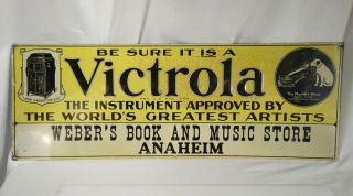 Antique Rca Victrola Record Player Tin Tacker Sign Nipper Anaheim 57851