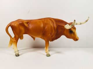 Vintage Breyer Traditional Texas Longhorn Bull 75 Cattle Animal Series Lt.  Brown