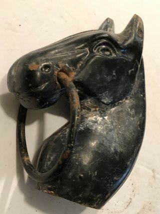 Vintage Cast Iron Horse Head Hitching Post Top W/ Ring Outdoors