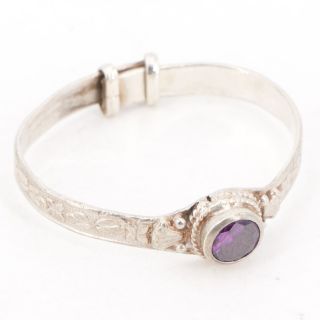 Vtg Sterling Silver - Purple Braided Cz Filigree Floral 5 " Child Bracelet - 17g