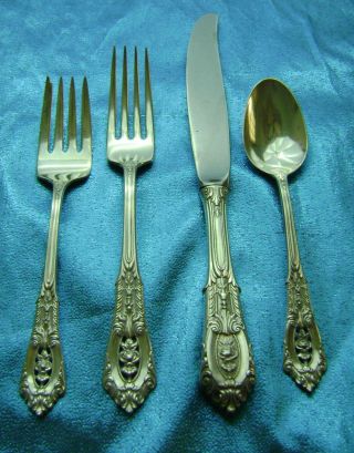 Wallace Sterling Silver Rose Point 4 Piece Place Setting Hallmark No Monogram