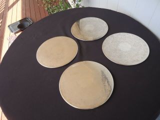 4 Vintage Silver Plate Placemats Round Strachan
