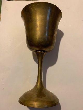 Vintage Solid Brass Made In India Wine Glasses 6” Brass Goblet