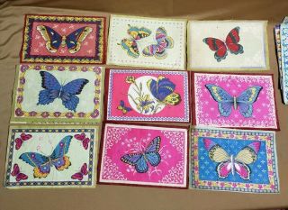 15 Total Butterfly Rug Tobacco Felts Silks Fabric Flannels Blankets 8x5 Inches