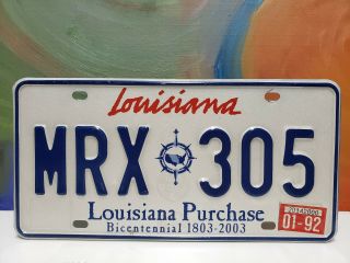 Louisiana Purchase License Plate Vanity Tag Sign Bicentennial Mrx 305