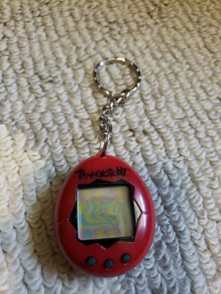 Vintage Virtual Reality Red Case Pet Keychain Tamagotchi Bandai Batteries