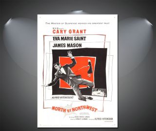 North By Northwest Cary Grant Vintage Movie Poster - A1,  A2,  A3,  A4 Available