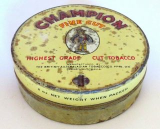Vintage Champion Fine Cut 2 Ounce Tobacco Tin