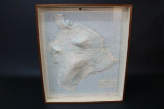 Raised Relief Map Of Hilo Hawaii Island Box Frame Vintage Map