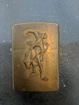 Rare Vintage Zippo Marlboro Cowboy Brass Lighter