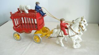Vintage Kenton Overland Circus Polar Bear Horse Drawn Cage Rider Toy Cast Iron