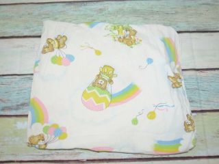 No Brand Vintage Teddy Bear Hot Air Balloon Rainbow Sky Clouds Fitted Crib Sheet