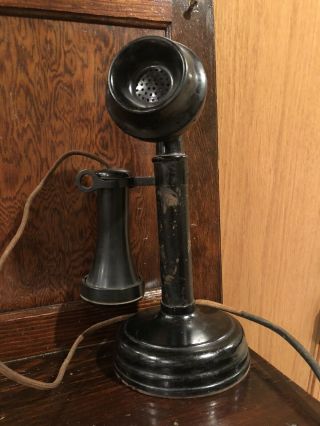 Antique Kellogg Candlestick Phone With Rare Wall Telephone Table 3