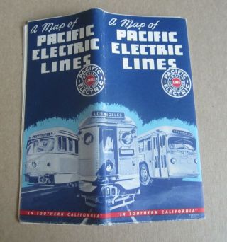 Old Vintage 1947 - Pacific Electric Lines - Map - Southern California - Railroad