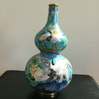 Vintage Chinese Cloisonne Double Gourd - Form Vase China 20th C.