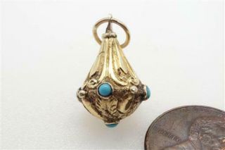 Antique Victorian English Gold Filled Turquoise Charm / Pendant C1870