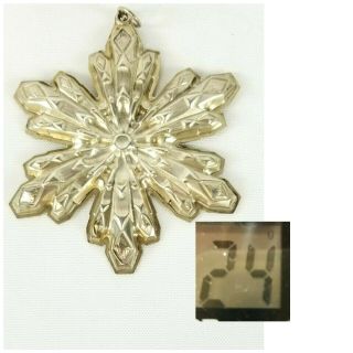 Gorham Sterling Silver Snowflake Christmas Ornament Vintage 1974 3.  5 " 24 Grams