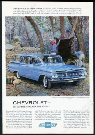1959 Chevrolet Brookwood Station Wagon Blue Car Photo Chevy Vintage Print Ad