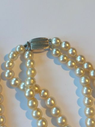 Vintage Necklace 9ct White Gold Ciro Stamped Clasp Faux Pearls