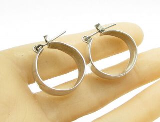 Mexico 925 Sterling Silver - Vintage Petite Thick Hoop Earrings - E1108