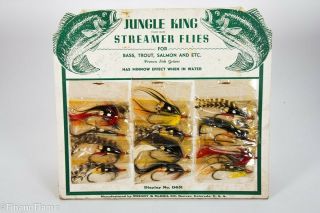 Wright & Mcgill Streamer Flies Antique Fly Fishing Lure Dealer Display Card