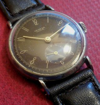 Vintage 1930s Union S.  A.  Soleure 15 J.  Swiss Made Tank Watch Running Wristwatch
