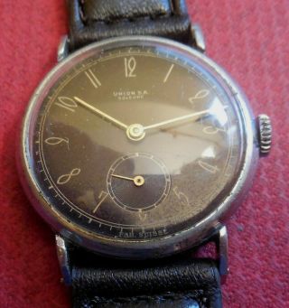Vintage 1930s UNION S.  A.  SOLEURE 15 J.  Swiss Made Tank Watch Running Wristwatch 3