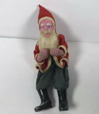 Antique German Clay Face Santa Belsnickel St.  Nicholas 8” Tall Vg Cond.