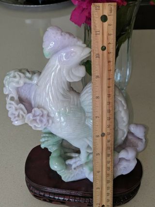Light Green And Lavender Chinese Zodiac Jadeite On Floral Bouquet.