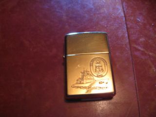 Vintage Brass Zippo Lighter Uss Chancellorville Cg 62 Commemorative