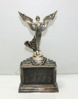 Vintage Deco Angel On Pedestal Basketball Trophy Winged Woman 1930 