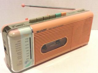 Vintage Sharp Qt - 5 Pink Cassette Portable Radio 1980’s