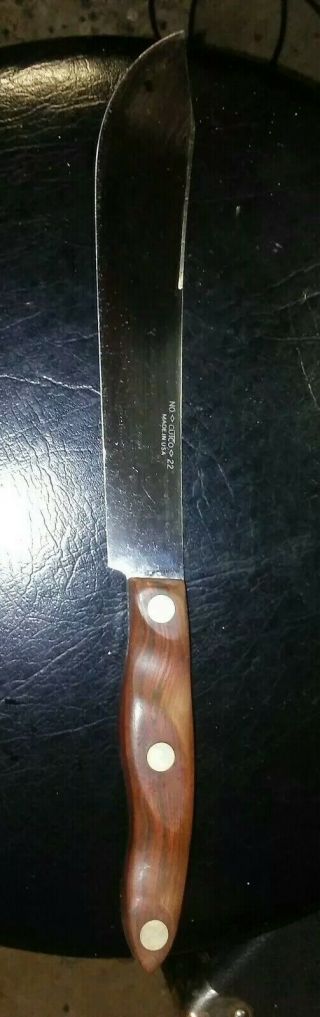 Vintage Cutco No.  22 Brown Handle Butcher Knife 1722