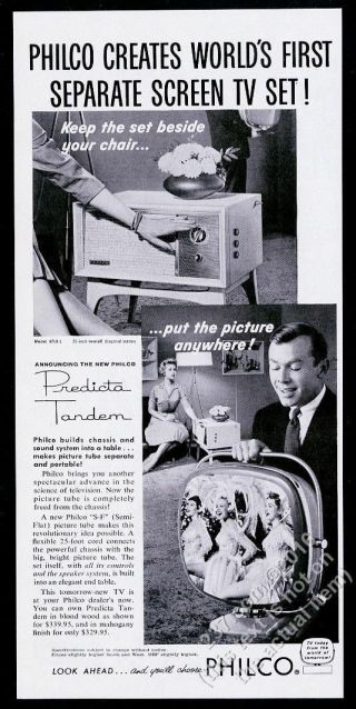 1958 Philco Predicta Tandem Modern Swivel Tv Television Set Pic Vintage Print Ad