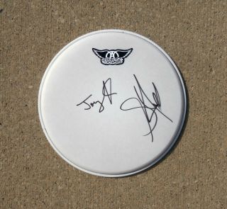 Aerosmith Steven Tyler & Joey Kramer Signed Autographed Drum Head Proof
