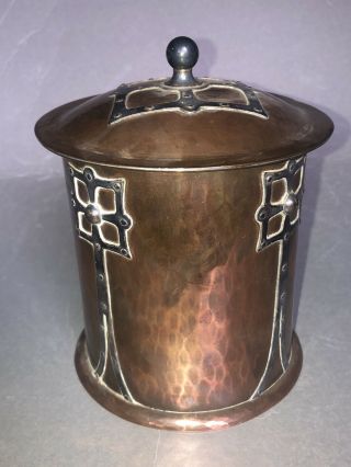 Rare Antique " A E Jones " Arts And Crafts Silver & Copper Box / Caddy