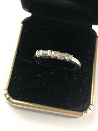 Antique Art Deco Platinum Baguette Diamond Wedding Band Ring Size 9