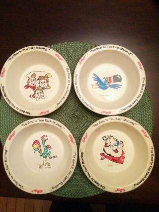 Set/4 Vintage 1995 Collectible Kellogg Company Cereal 6.  5 " Bowls