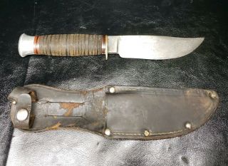 Vintage France Depose Military Fighting War Knife Leather Brass Frontier Antique