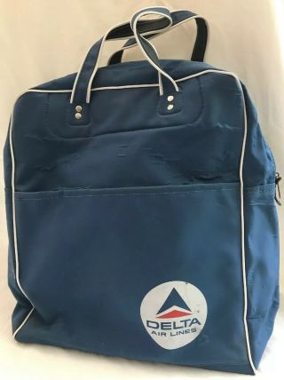 Delta Airline Vintage Widget Logo Bearse Mfg.  Co.  Travel Bag Carry - On Tote 1970s