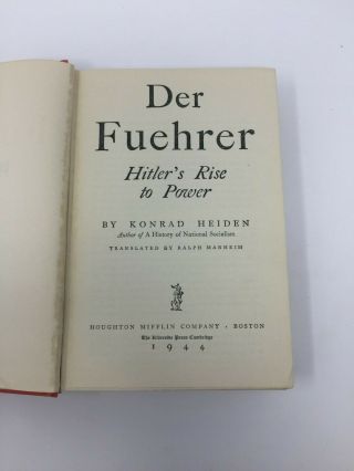 Der Fuehrer: Hitler ' s Rise to Power Konrad Heiden - 1944 - Houghton Mifflin Co. 2