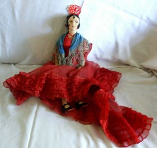 Rare Early Norah Wellings Spanish Lady Boudoir Doll / 18 "