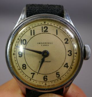 Vintage Ingersoll Gents Wrist Watch 5 Jewels Made In Great Britain