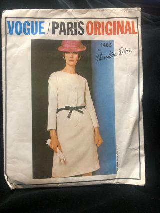 Vintage Vogue Paris Christian Dior Pattern 1485 Size 14 Cut W.  Label